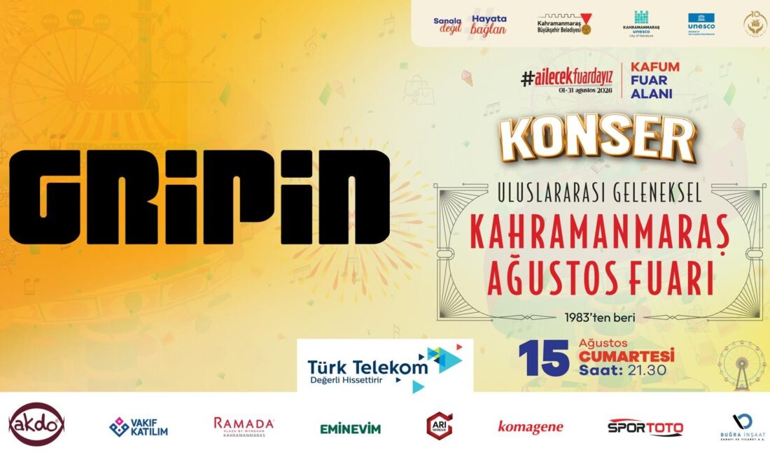 Fuarda Gripin Gecesi; Rock Müziğinin Güçlü Grubu Sahne Alacak Uluslararası Geleneksel Ağustos Fuarı, 15 Ağustos Cumartesi akşamı pop rock