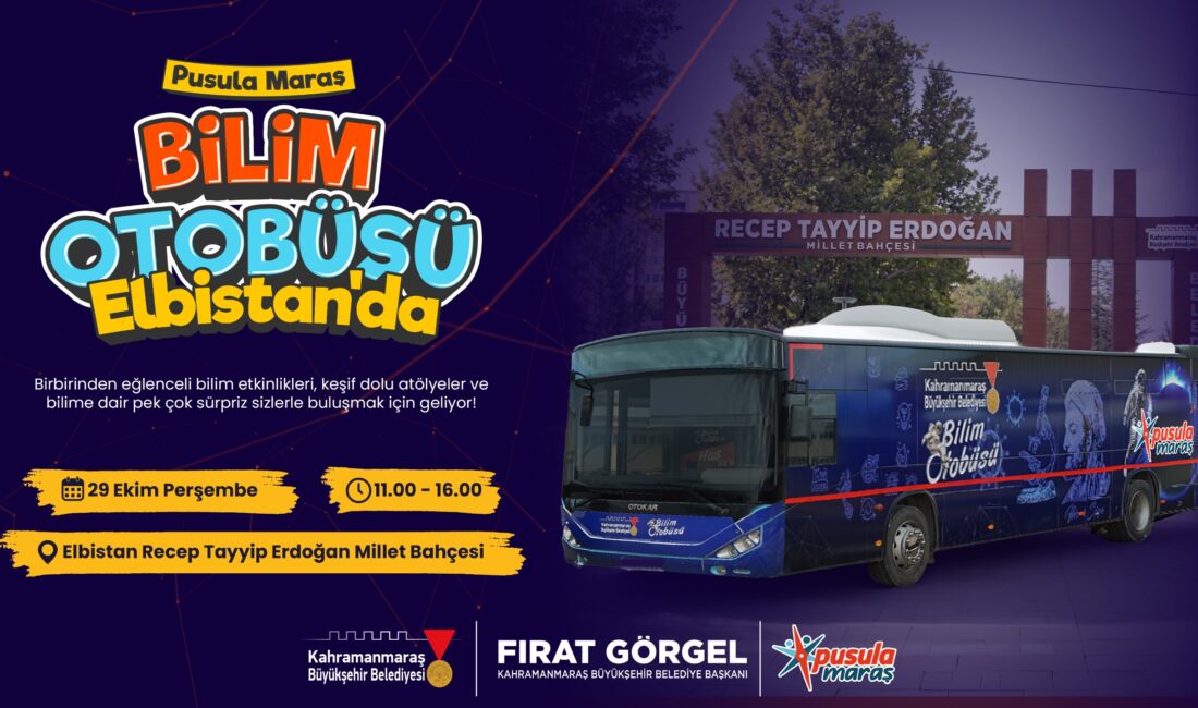 Büyükşehir’in Bilim Otobüsü Elbistan’da! Büyükşehir Belediyesinin gençlere yönelik vizyon projelerinden Pusula Maraş Bilim Otobüsü,