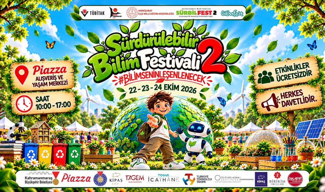 SÜRBİLFEST ile Bilimin Rüzgârı Kahramanmaraş’ta Esecek Büyükşehir Belediyesinin destekleriyle TÜBİTAK tarafından 22 – 23 – 24
